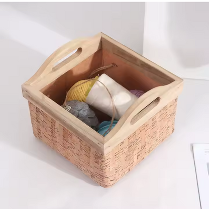 Felt Storage Basket with Wooden Handles